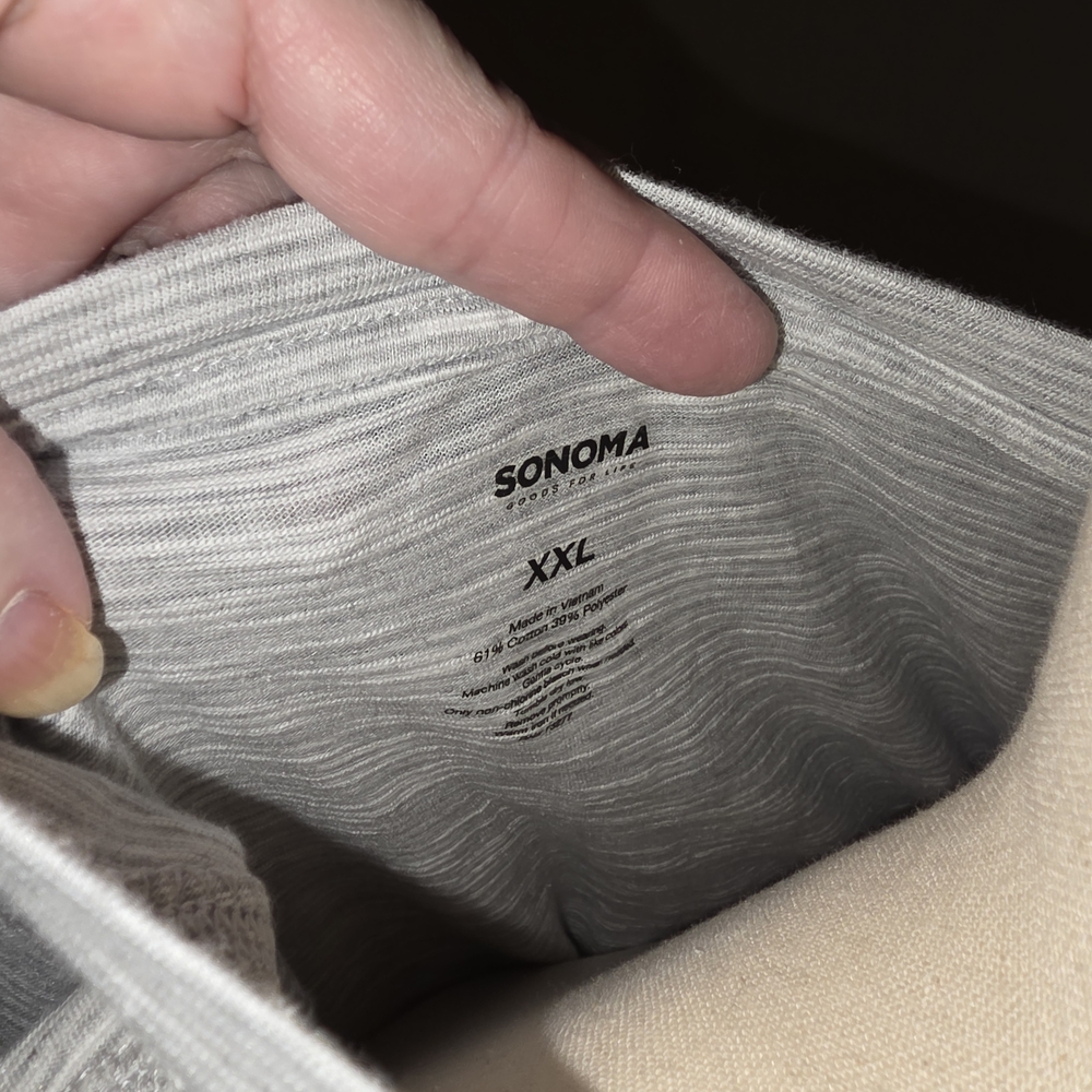 Sonoma Light Gray Striped Henley Shirt - Picture 2 of 4